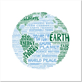 Save Earth - Protect Earth - Word Cloud Posters and Art